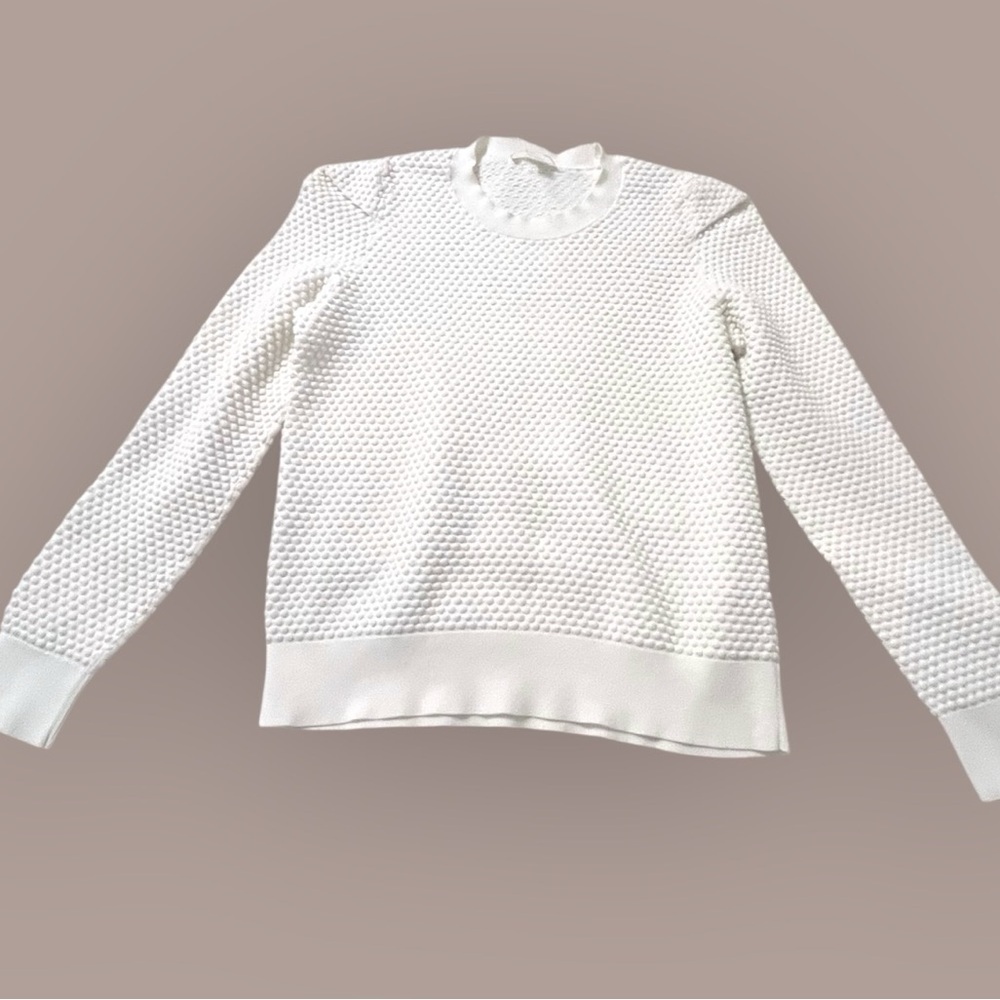 COS Coastal Minimalist Summer Knit Lightweight White Textured Sweater XS/S